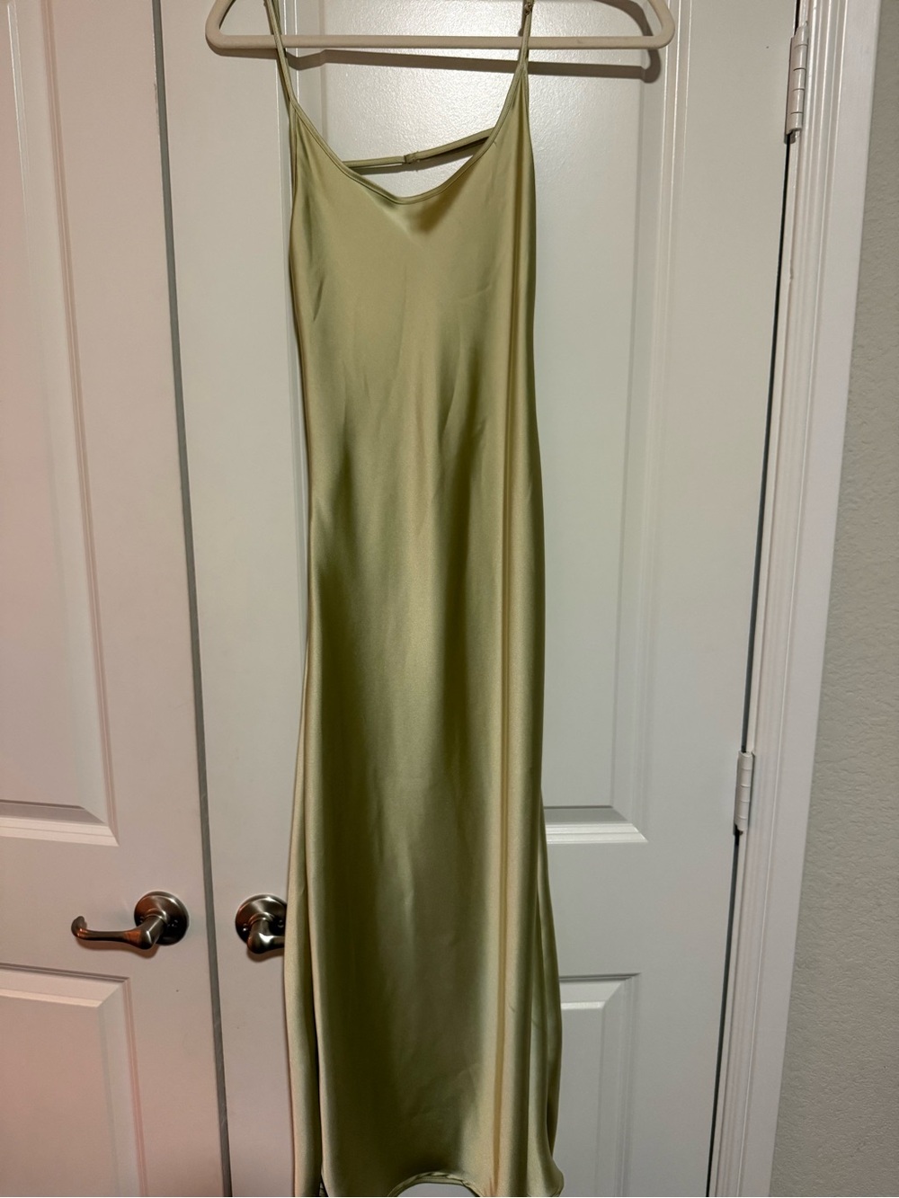 Zara Olive Green Satin Slip Maxi Dress